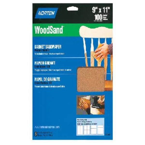 Norton Co 07660747980 9 x 11 in. Garnet Wood Sanding Sheets. NO574219